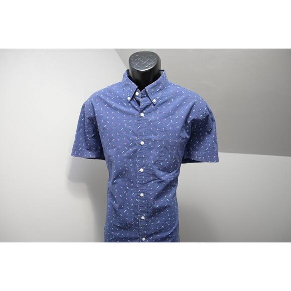 J Crew Slim Fit Dress Shirt Blue Casual Short Sleeve Pocket Mens Sz XL - Picture 2 of 8